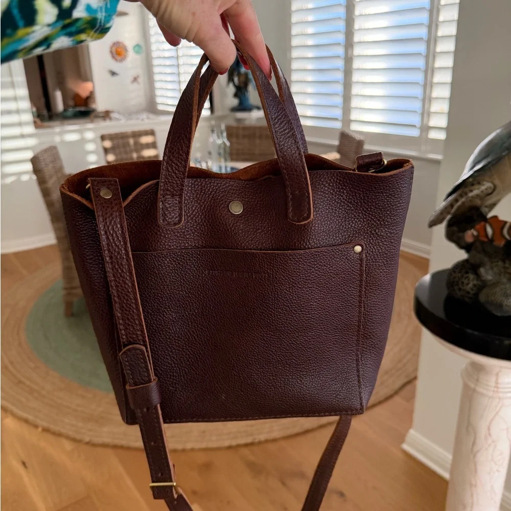 Portland Leather Mini Tote Bag with Crossbody Strap - Picture 1 of 8